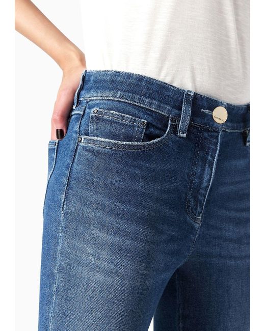 Giorgio Armani Blue Denim Collection Five-pocket Trousers In Stretch Cotton Denim