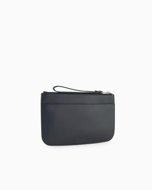 Giorgio Armani Blue Nappa Leather Clutch Bag for men