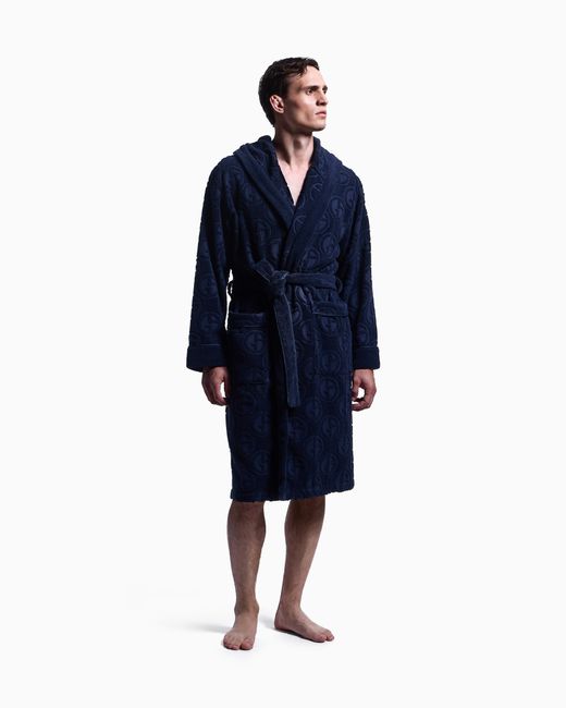 Giorgio Armani Blue Monogram Bathrobe for men