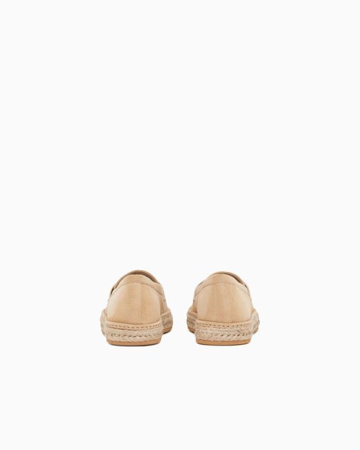 Giorgio Armani White Suede Loafers With A Rope Sole for men