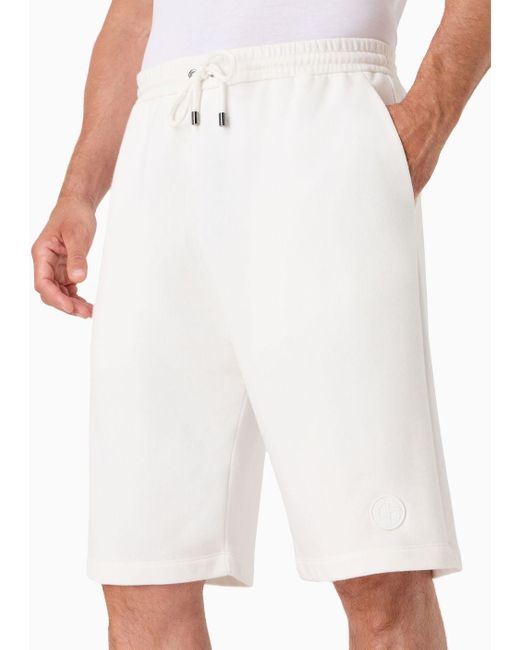Giorgio Armani Asv Bermudashorts Aus Baumwollsweatjersey-gemisch in White für Herren