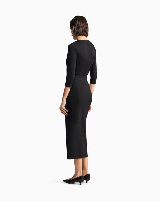 Giorgio Armani Black Viscose Milano-Stitch Midi Dress