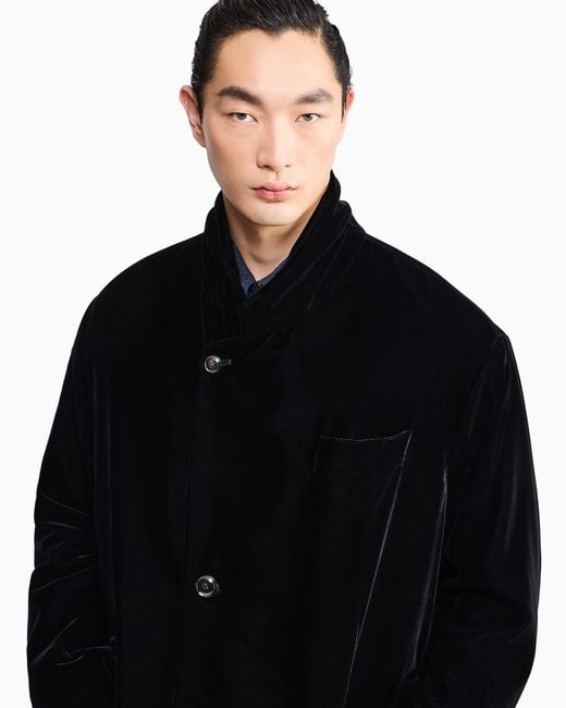 Giorgio Armani Blue Coat Regular Fit Smooth Stretch Viscose And Cupro Velvet for men