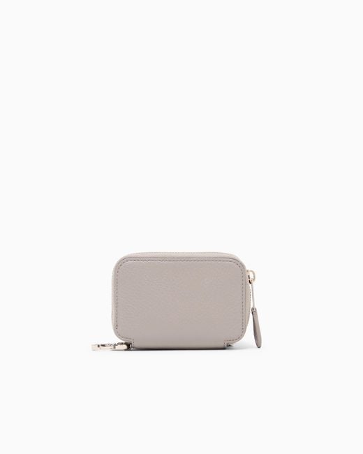 Giorgio Armani White Leather Mini Wraparound-Zip Wallet