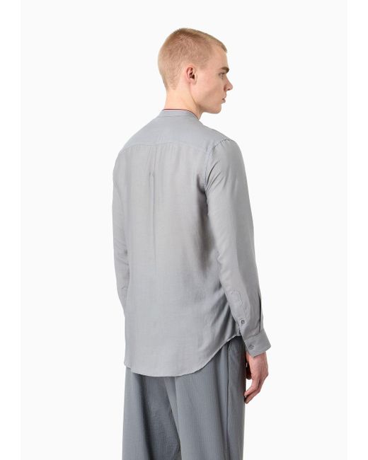 Giorgio Armani Gray Regular-fit Shirt In Lyocell And Silk for men