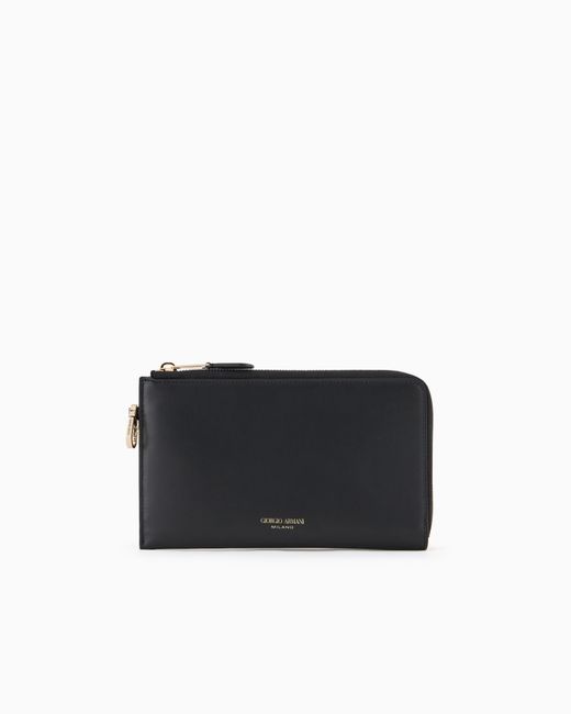 Giorgio Armani Black Leather Wrap-Around Zip Wallet