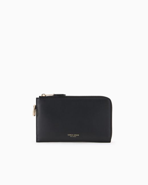 Giorgio Armani Black Leather Wrap-Around Zip Wallet