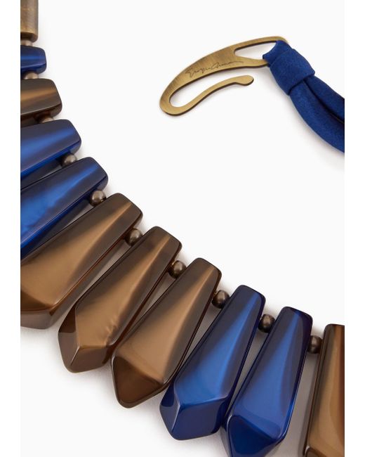 Collana Girocollo Con Elementi Geometrici di Giorgio Armani in Blue