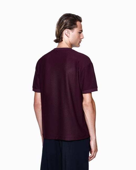 Camiseta De Cuello Redondo En Punto Gofrado Técnico Giorgio Armani de hombre de color Purple