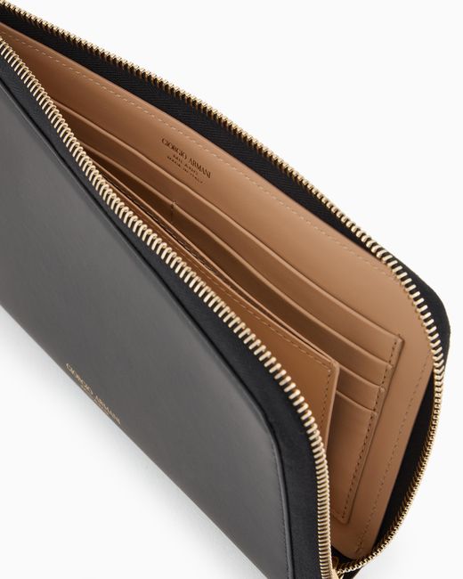 Giorgio Armani Black Leather Wrap-Around Zip Wallet