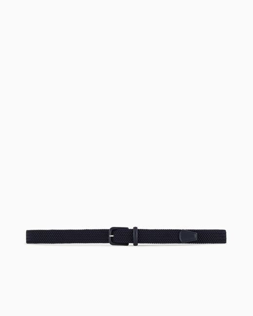 Giorgio Armani White Woven Webbing And Leather Belt for men
