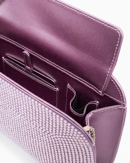Giorgio Armani Purple La Prima Satin And Opal Rhinestone Clutch Bag