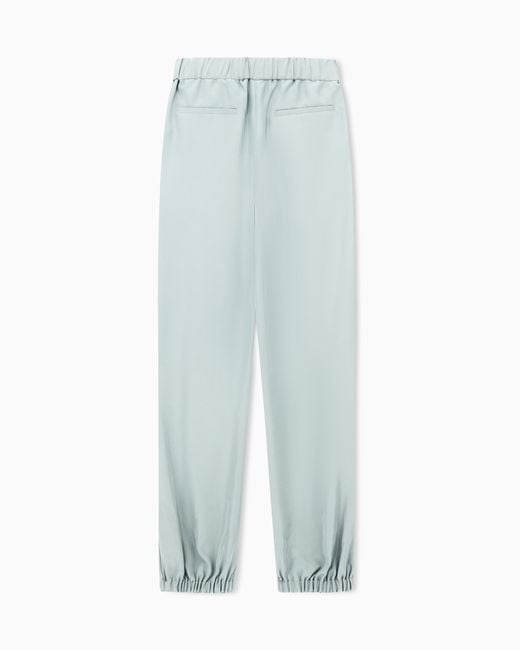 Giorgio Armani Blue Trousers Regular Fit Washed Silk With Elasticated Hem