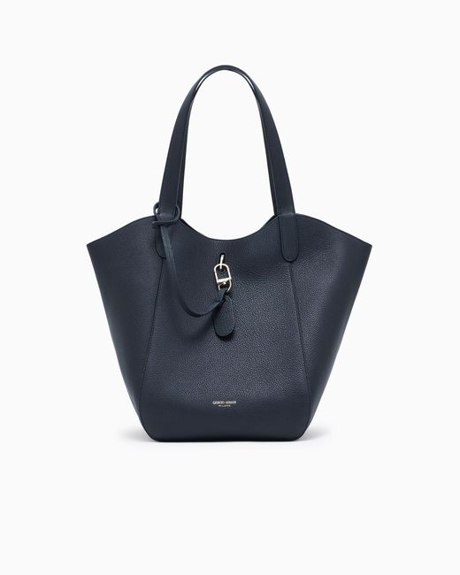 Giorgio Armani Blue Pebbled Bag With A Removable Inner Pouch