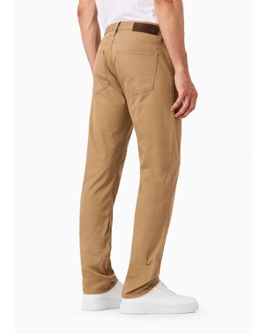 Giorgio Armani Natural Regular-fit Five-pocket Trousers In Stretch Cotton for men