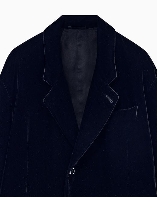 Giorgio Armani Blue Coat Regular Fit Smooth Stretch Viscose And Cupro Velvet for men