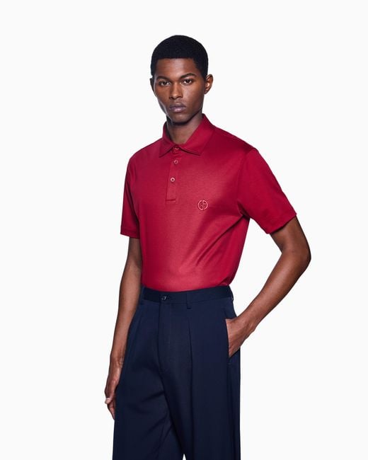 Giorgio Armani Red Interlock Polo for men