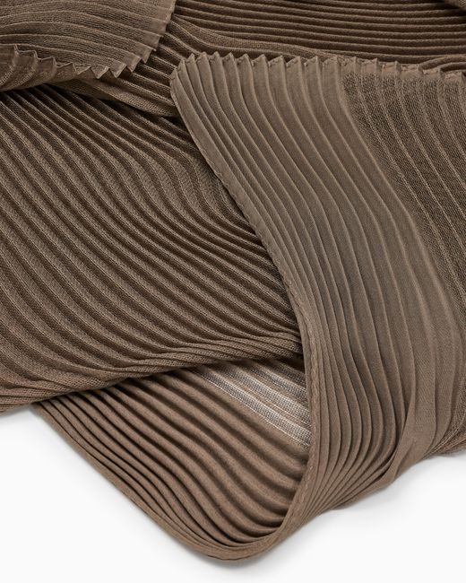 Estola De Seda Plisada Giorgio Armani de color Brown