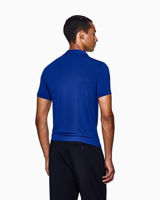 Giorgio Armani Blue Stretch Polo for men