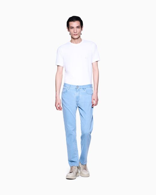 Giorgio Armani Blue Five-Pocket, Regular-Fit, Stretch Cotton-Denim Trousers for men