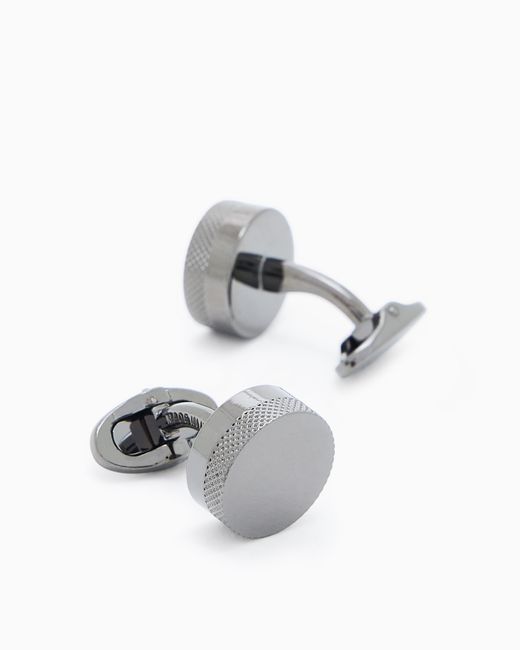 Giorgio Armani White Sterling Round Cufflinks for men