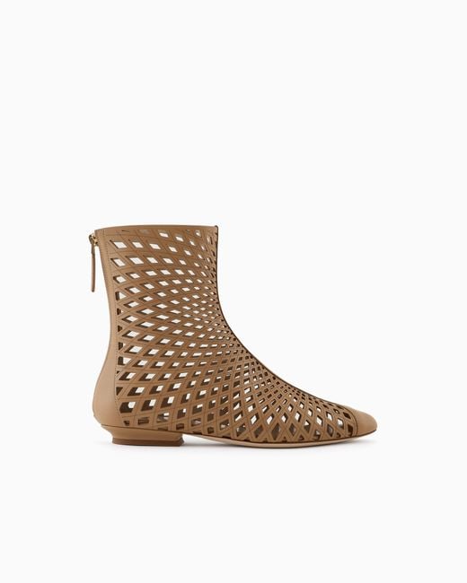 Giorgio Armani White Leather Ankle Boots