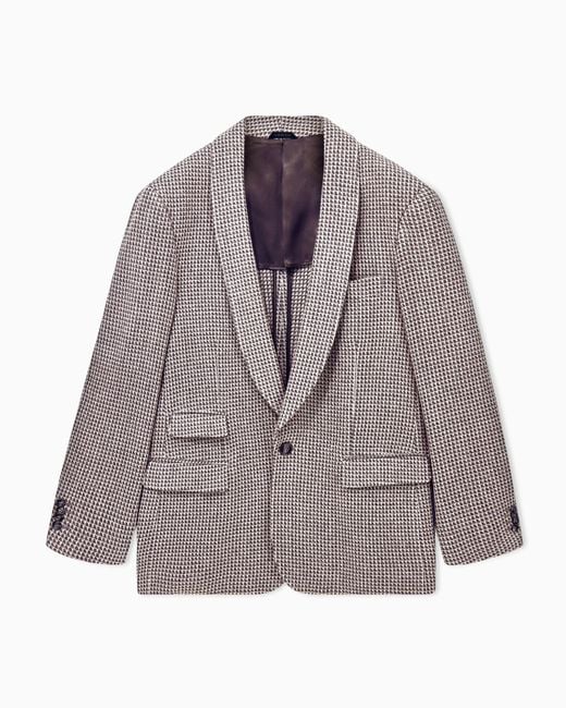 Giorgio Armani Gray Blazer Heritage Oversized Cashmere Wool Micro Jacquard Knit for men