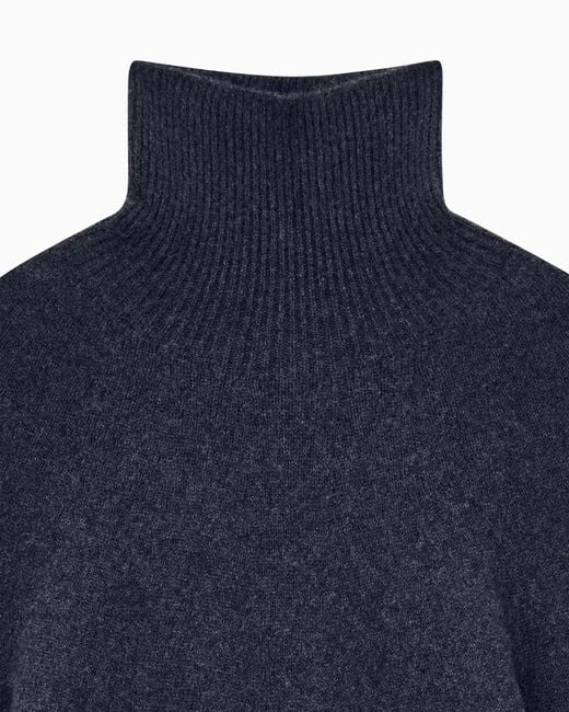 Giorgio Armani Blue Oversized Turtleneck Sweater