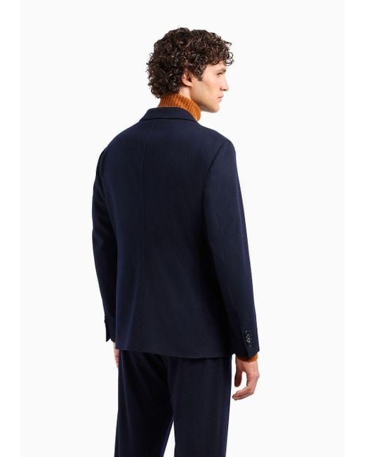 Giorgio Armani Blue Vicuña Double-breasted Jacket In Pure Lightweight Vicuña Cloth for men