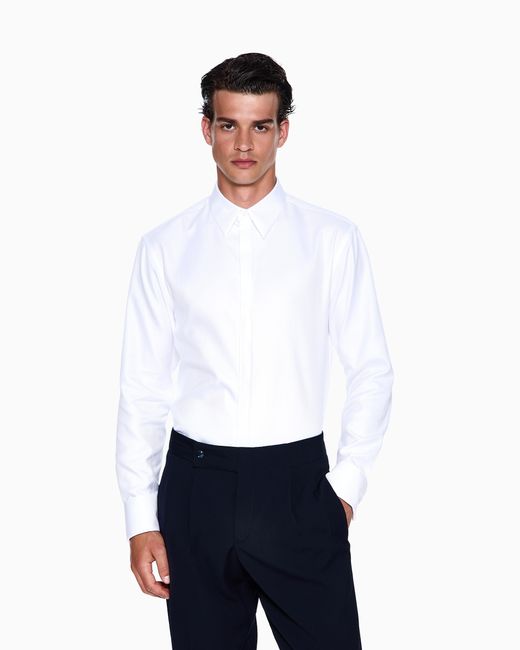 Giorgio Armani White Cavalry Cotton Shirt for men
