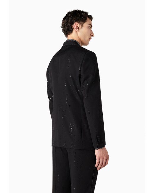 Giorgio Armani Black Asv Giorgio's Single-breasted Jacket In A Pinstripe-effect Virgin Wool for men