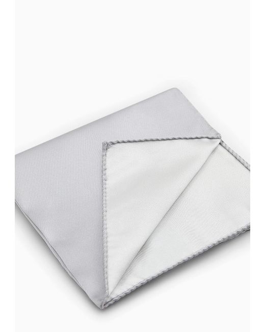 Giorgio Armani White Silk Pocket Square for men