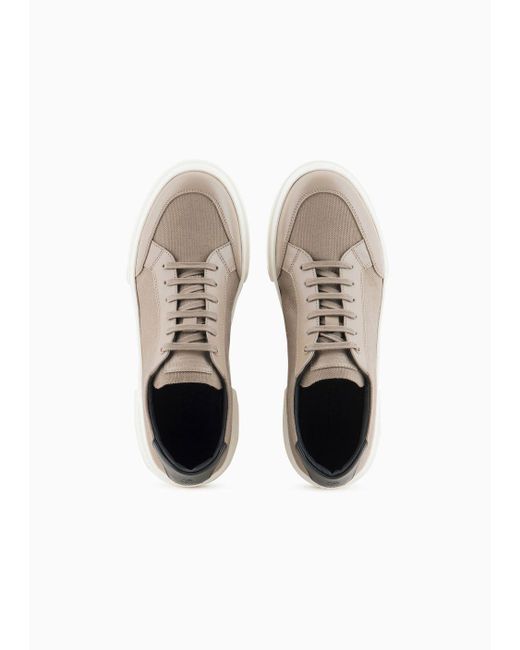 Giorgio Armani Sneaker Aus Canvas Und Leder in White für Herren