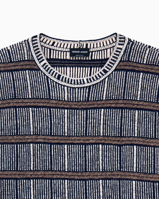 Giorgio Armani Blue Sweater Oversized Ribbed Silk And Virgin Wool Blend for men