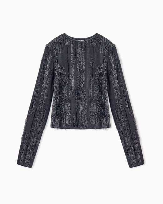 Giorgio Armani Blue Sweater Slim-Fit Crew Neck