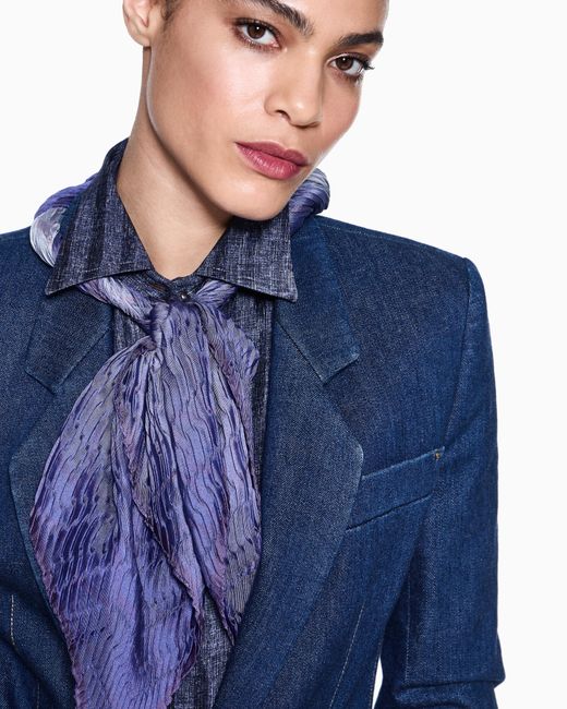 Giorgio Armani Blue Stola Aus Plissierter Seide