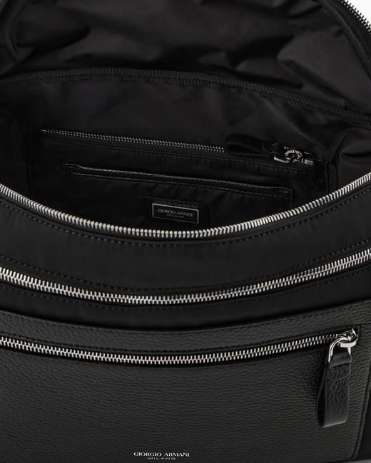 Bolso Bandolera Grande De Nailon Y Cuero Plena Flor Asv Giorgio Armani de hombre de color Black