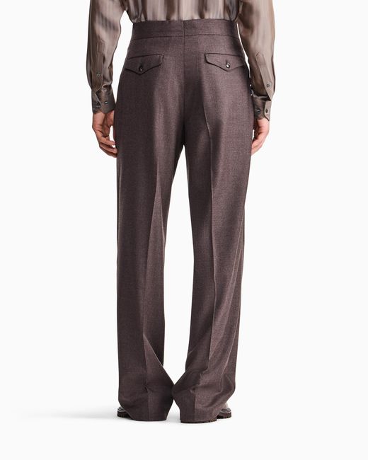 Giorgio Armani Brown Oversized Double Pleat Trousers for men