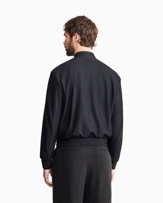 Giorgio Armani Blue Technical Waffle Blouson for men