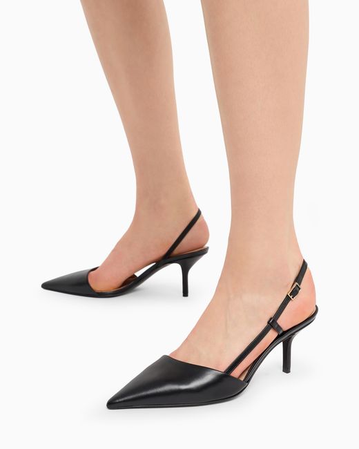 Giorgio Armani White Leather Slingbacks