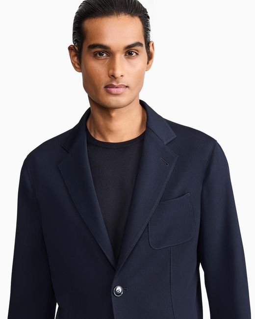Giorgio Armani Blue Upton Line Single-Breasted Jacket for men