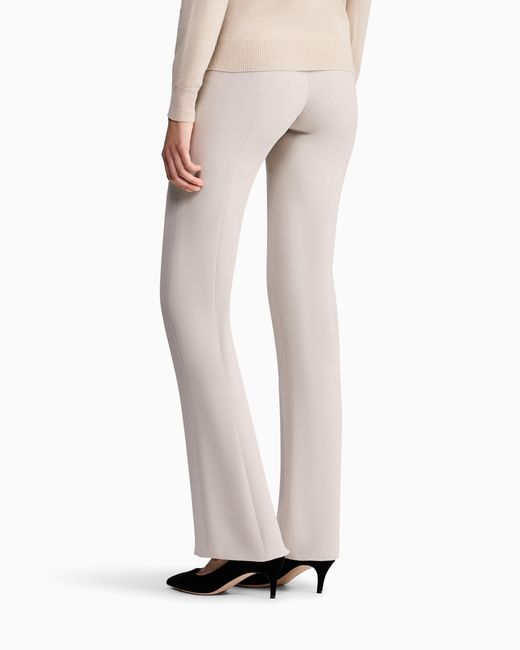 Giorgio Armani White Wide Leg Pure Silk Trousers With Pleats