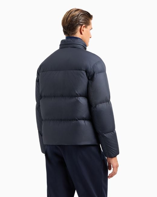 Giorgio Armani Blue Bomber Jacket With Goose-Down Padding for men