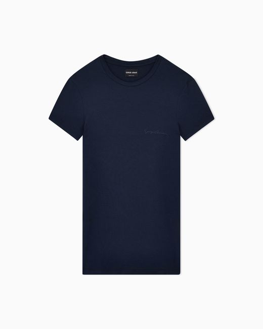 Giorgio Armani Blue Stretch Jersey Loungewear T-Shirt for men