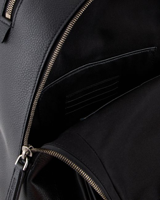 Giorgio Armani Black Round Leather Backpack for men