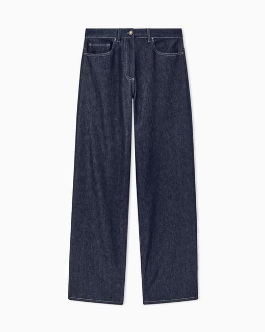 Giorgio Armani Blue Trouser Regular Fit 5 Pocket Cotton And Virgin Wool Denim