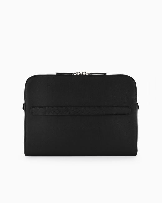 Giorgio Armani Black Leather Document Holder for men