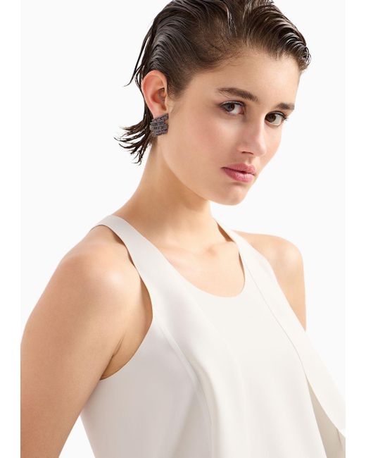 Giorgio Armani White Technical Cady Top With Side Panels