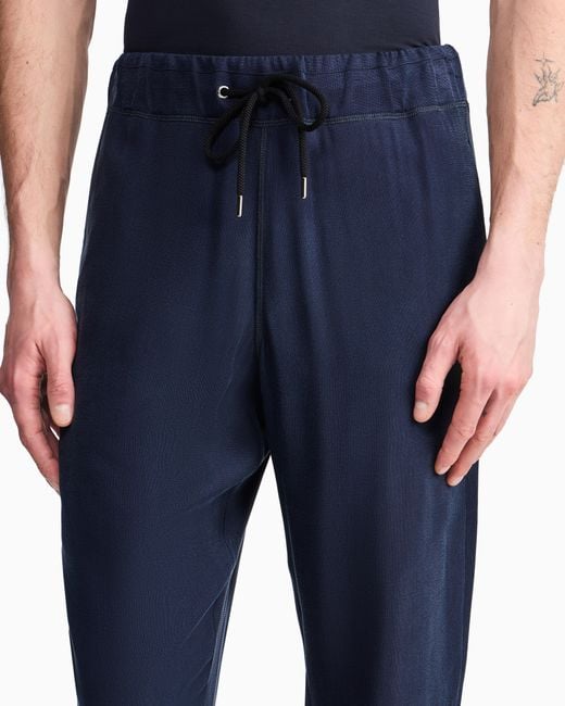Giorgio Armani Blue Pleated Cupro Trousers With Drawstring Waist for men