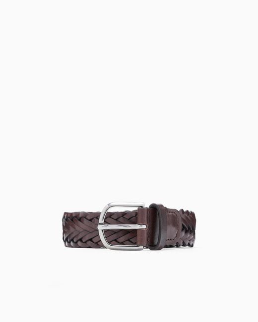 Giorgio Armani White Woven Leather Belt for men